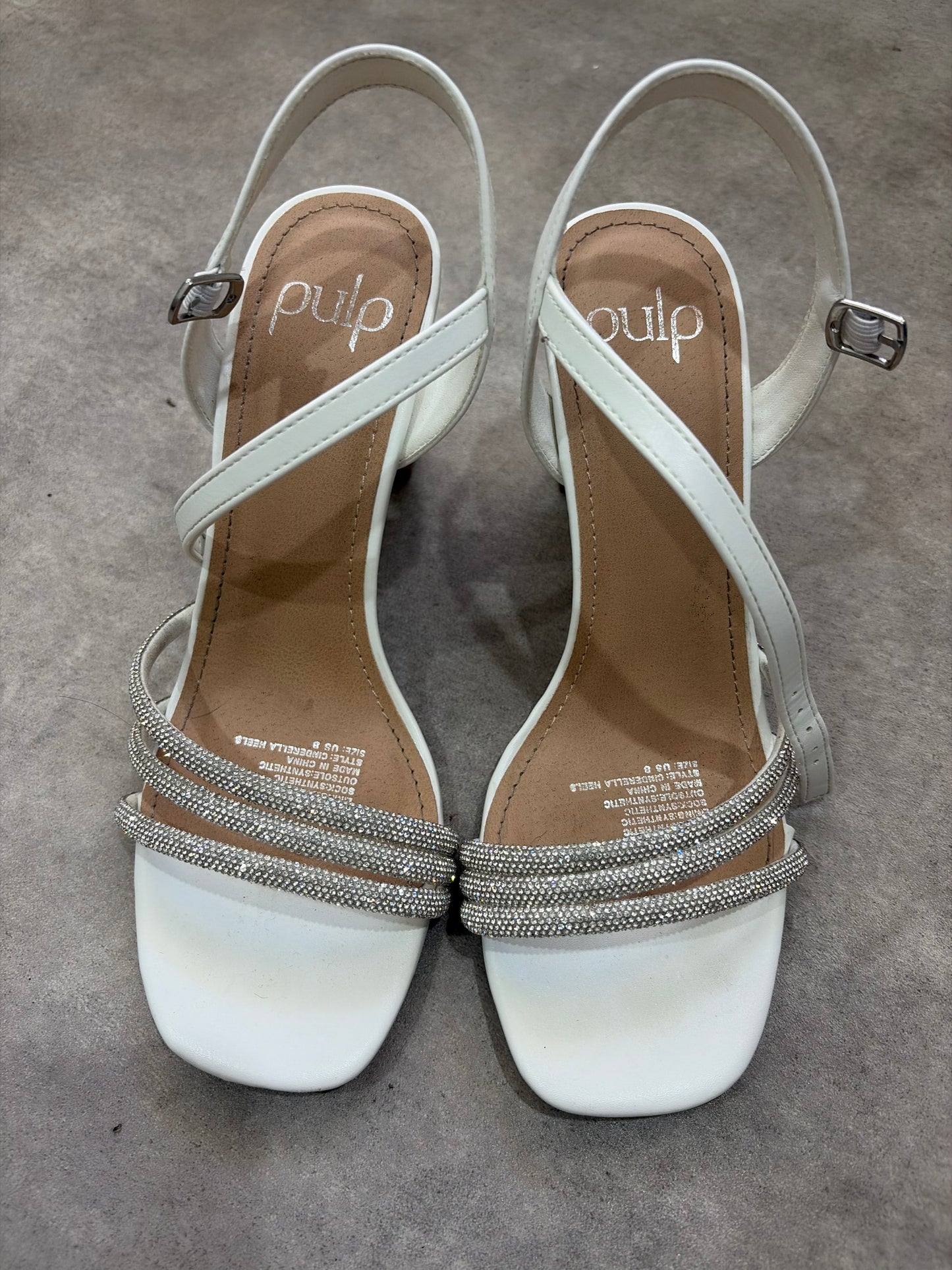 White diamanté heels