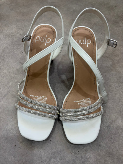White diamanté heels