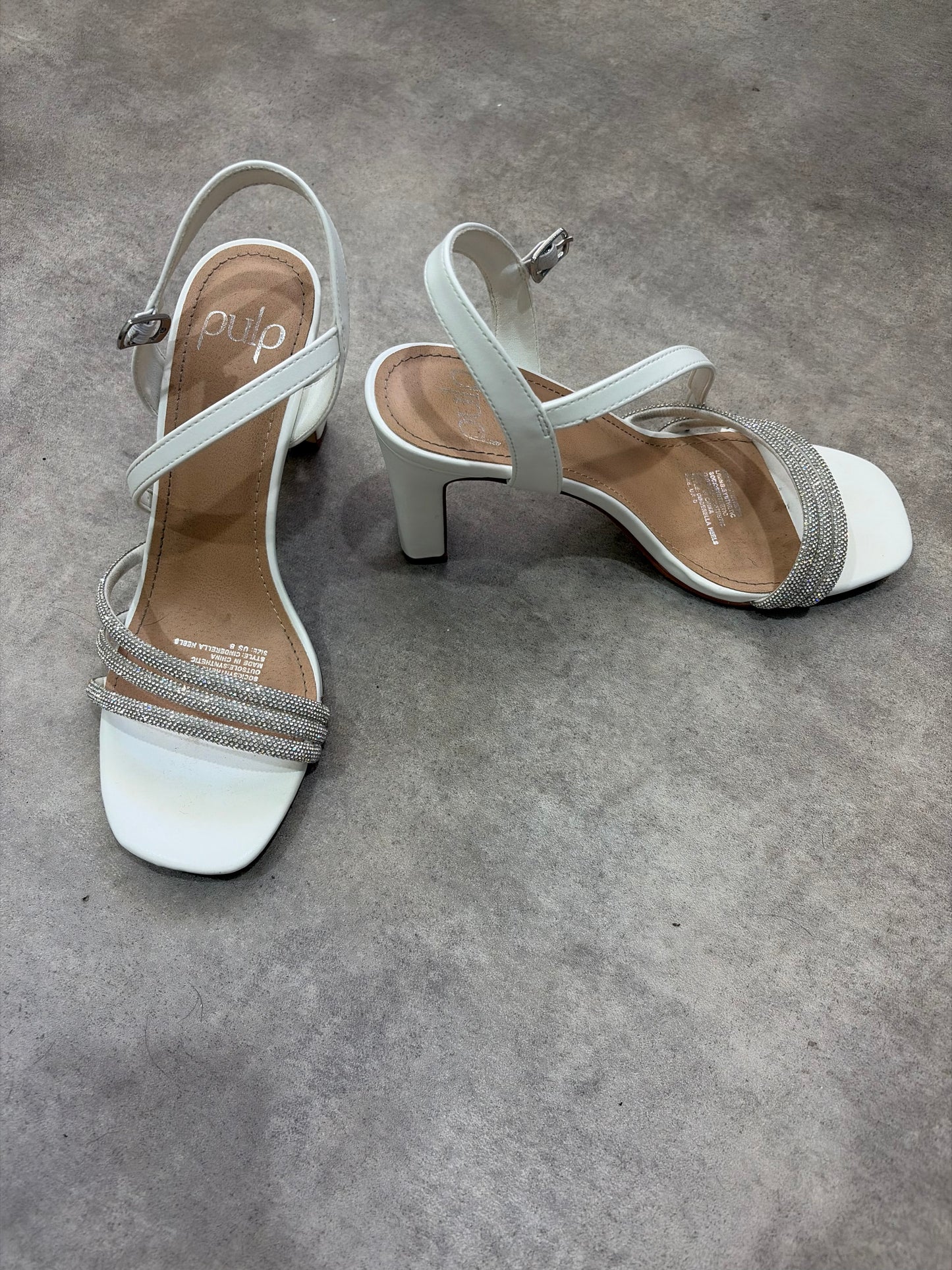 White diamanté heels