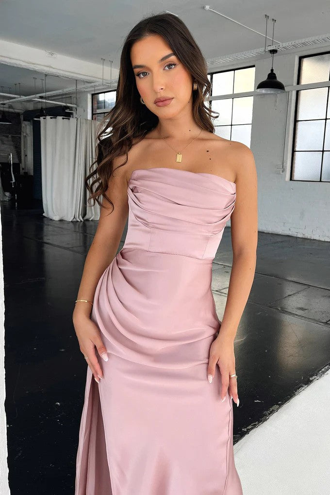 That's so Fetch Lola Strapless Satin Maxi Dress Pink