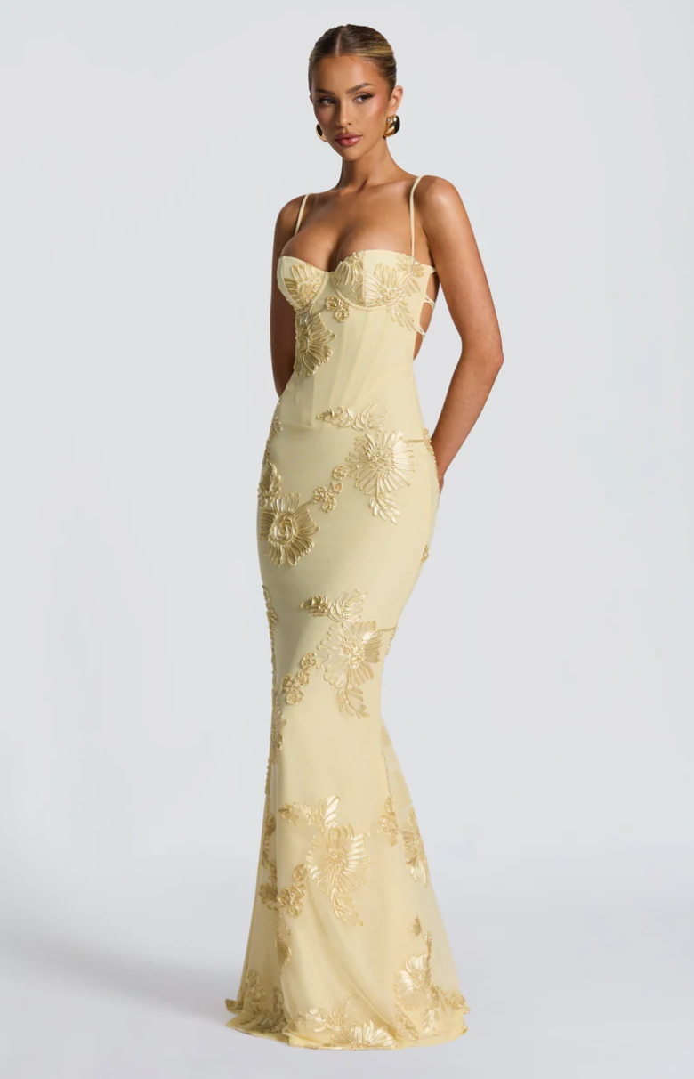 Nefertiti Lemon  Maxi Dress with corset