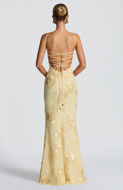 Nefertiti Maxi Dress Open Lace Up Back