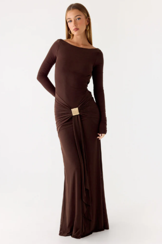 Peppermayo Dray Maxi Dress - Chocolate