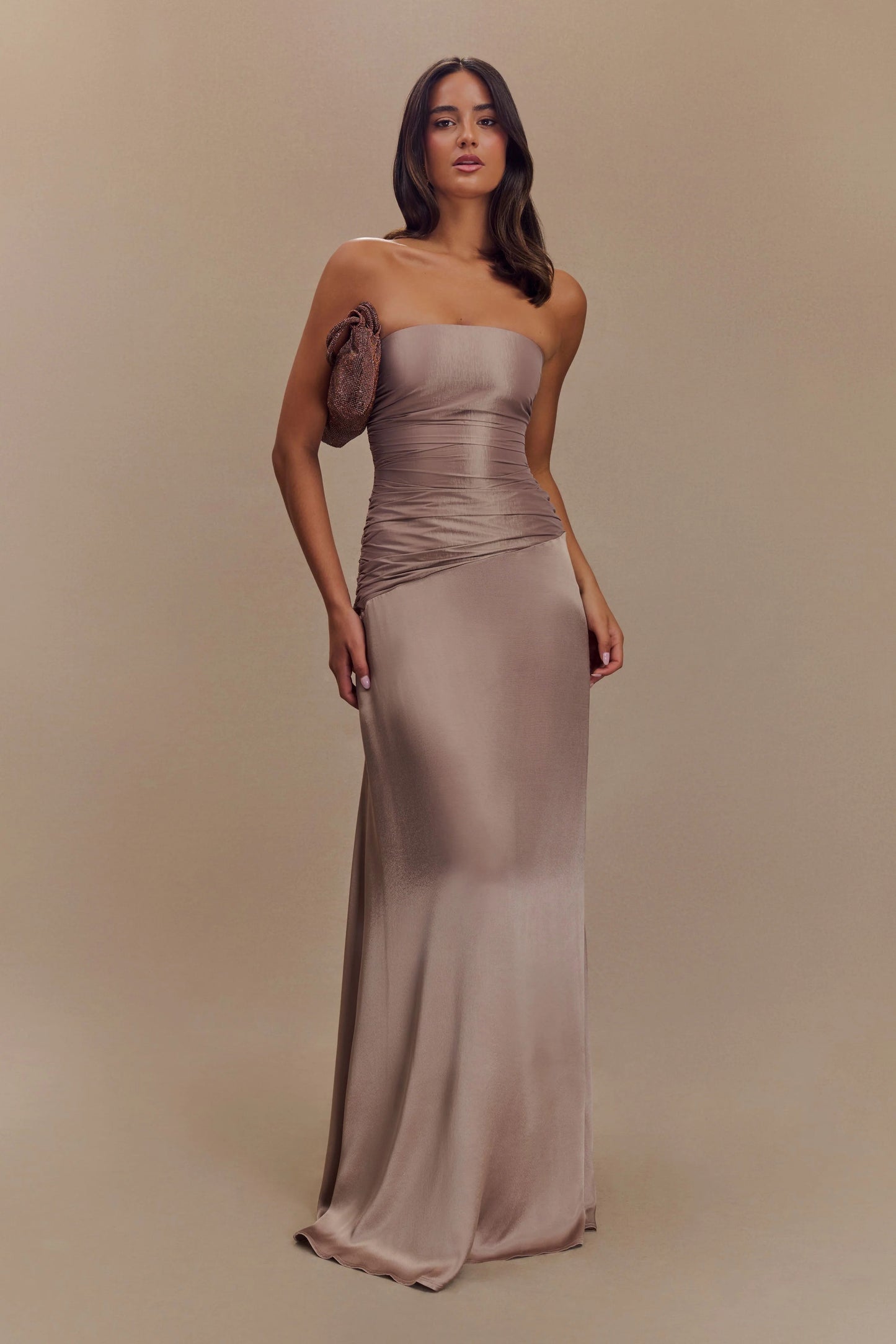 Meshki Serena Strapless Taffetta Corset Maxi