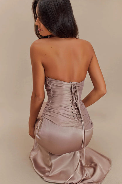 Meshki Serena Strapless Taffetta Corset Maxi